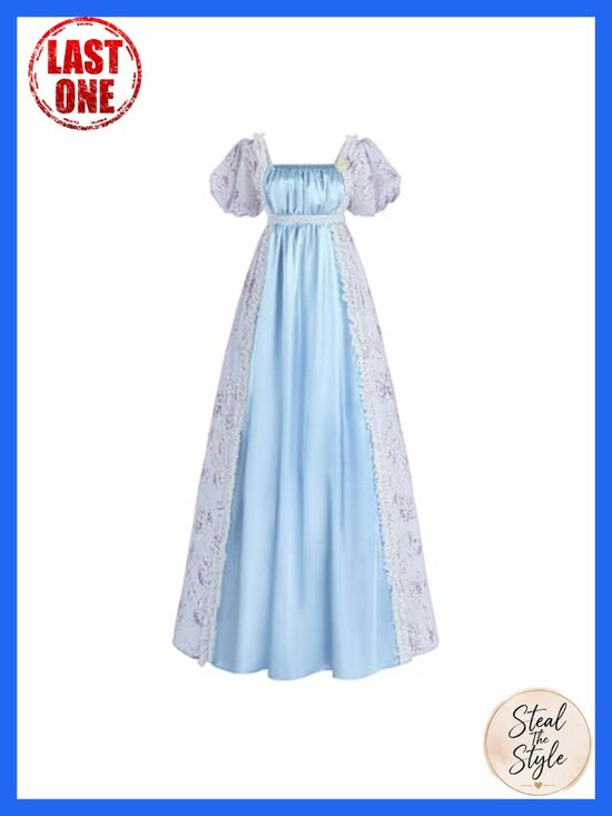 Other - Regency Dress Empire Waist Victorian Gown Satin Chiffon Costume